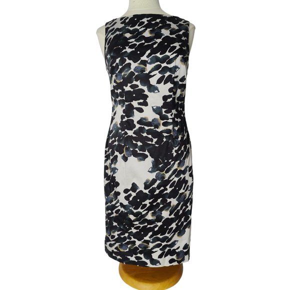 Ann Taylor Dresses & Skirts - SOLD Ann Taylor Sheath Dress 4 S Watercolor Black White Blue Work Straight